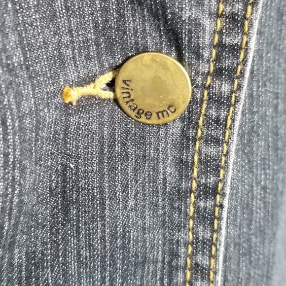 Vintage MC Dark Blue Denim Cotton Blend Jean Jacket Stretch Retro Pockets Blazer - Picture 4 of 12